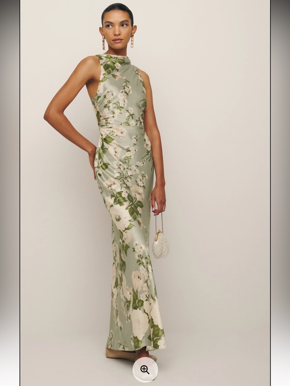 Reformation Anaiis Silk Dress in Tarragon